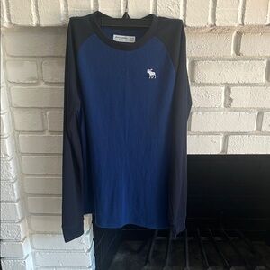 Abercrombie Kids Blue and Black Long Sleeve Soft Waffle Tee